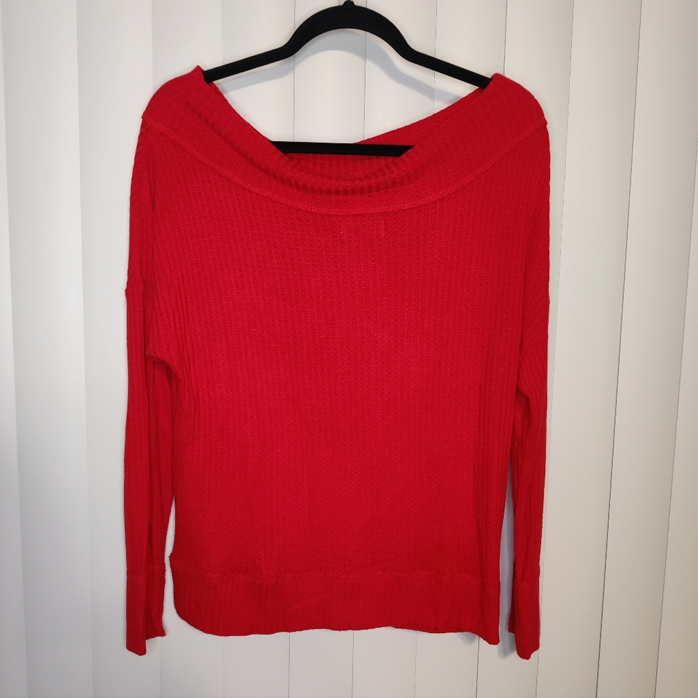 Lucky Brand Red Off-the-Shoulder Sweater